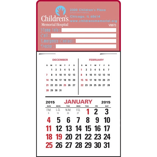 3-Month Vertical Calendar