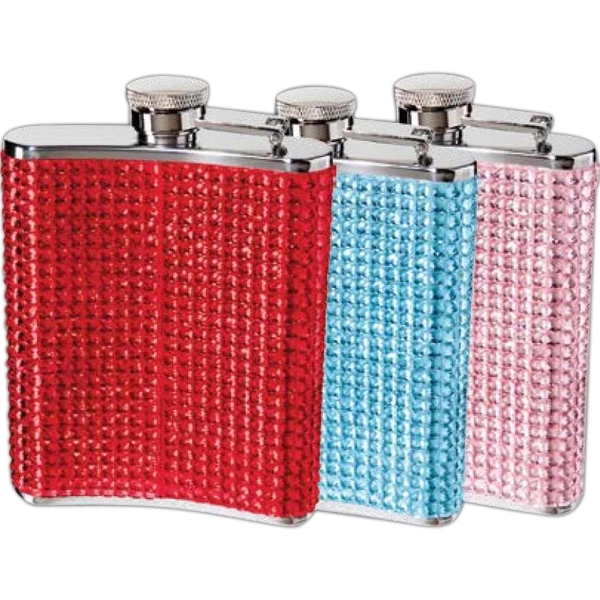 Stainless Steel 6 oz Hip Flask with Bling