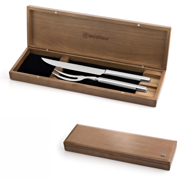 2 Piece Stainless Carving Set in Walnut Box