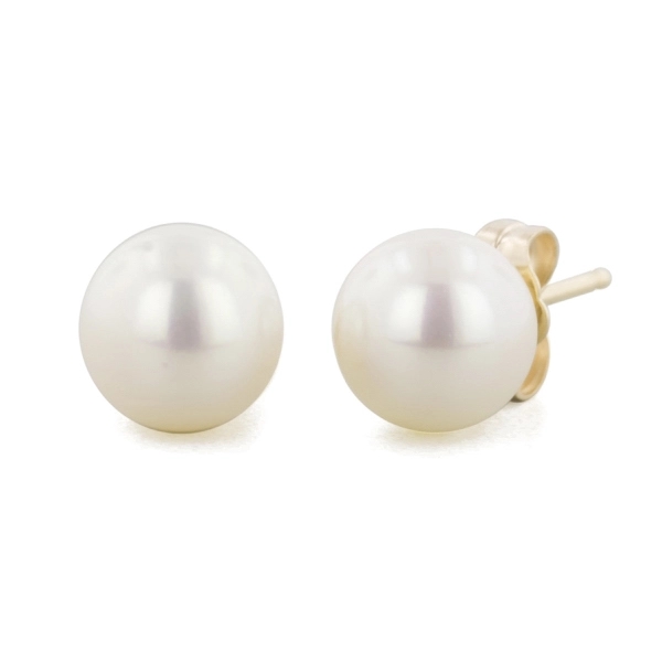 14K Gold White Freshwater Cultured Pearl Earrings