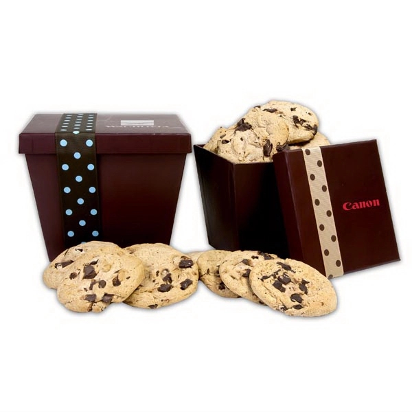 Small Tapered Cookie Box With Chocolate Chip Cookies - Image 1