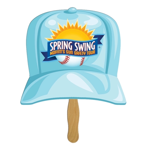 Baseball Hat Sandwiched Hand Fan Full Color - Image 1