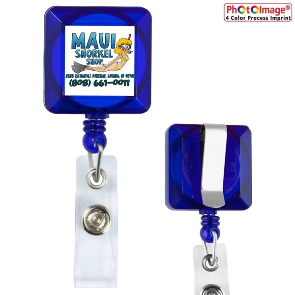 30" Cord Square Retractable Badge Reel with Metal Slip Clip - Image 2